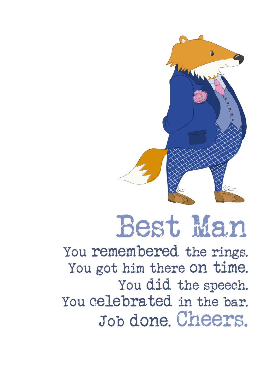 Best Man Thank You Sparkle Finished Greeting Card Cards